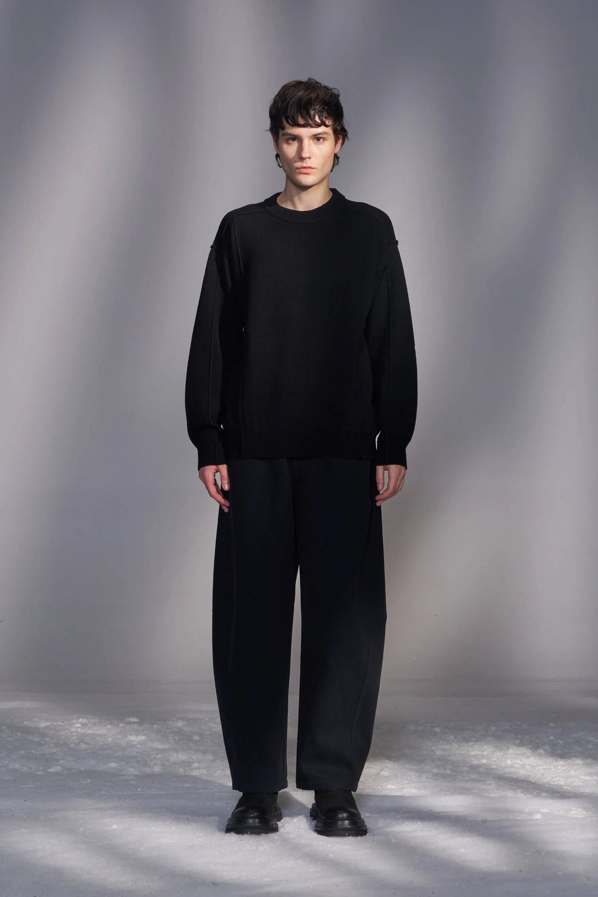 Balloon-Fit Cotton-Wool Twill Pants