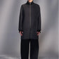 Double-Face Wool Zip-Up Coat with Rib Collar