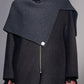 Wool Ribbed High-Neck Cape