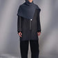 Wool Ribbed High-Neck Cape