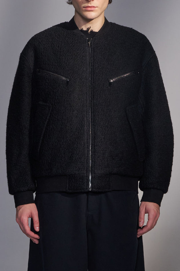 Bouclé Zip-Up Bomber Jacket