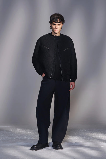 Bouclé Zip-Up Bomber Jacket