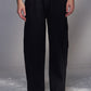 Balloon-Fit Raw-Edge Pants