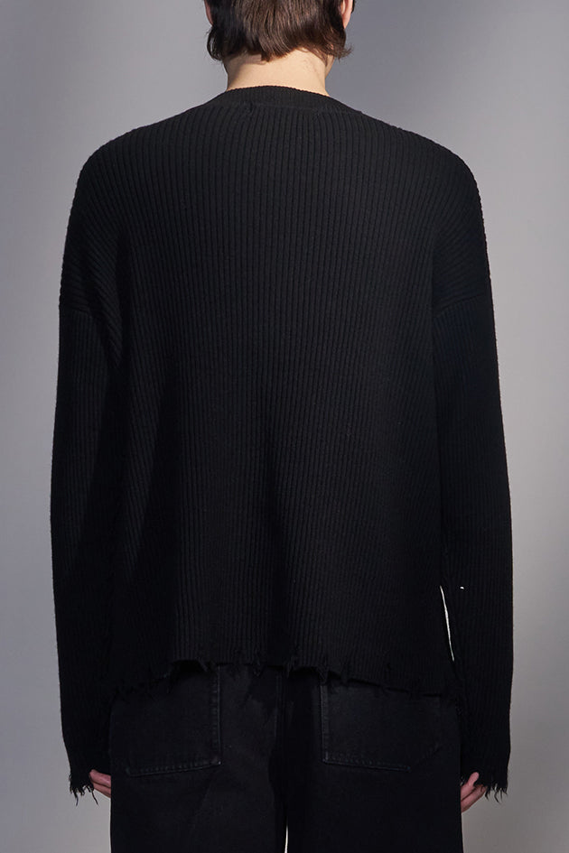 Ribbed Sweater with Raw-Edge Hem and Cuffs