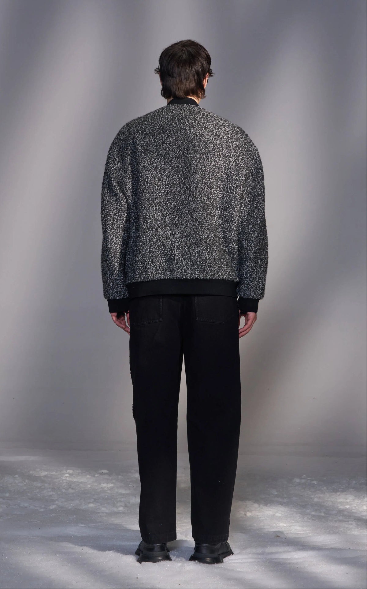 Bouclé Zip-Up Bomber Jacket