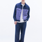 Denim Jacket Contract with Striped Linen