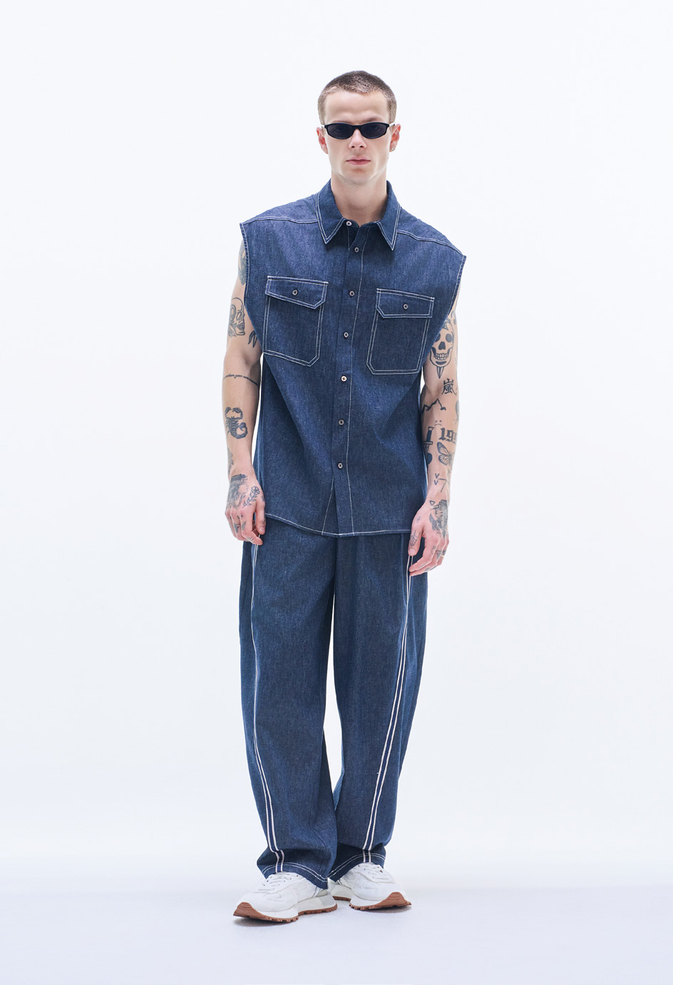 Linen Denim Sleeveless Shirt