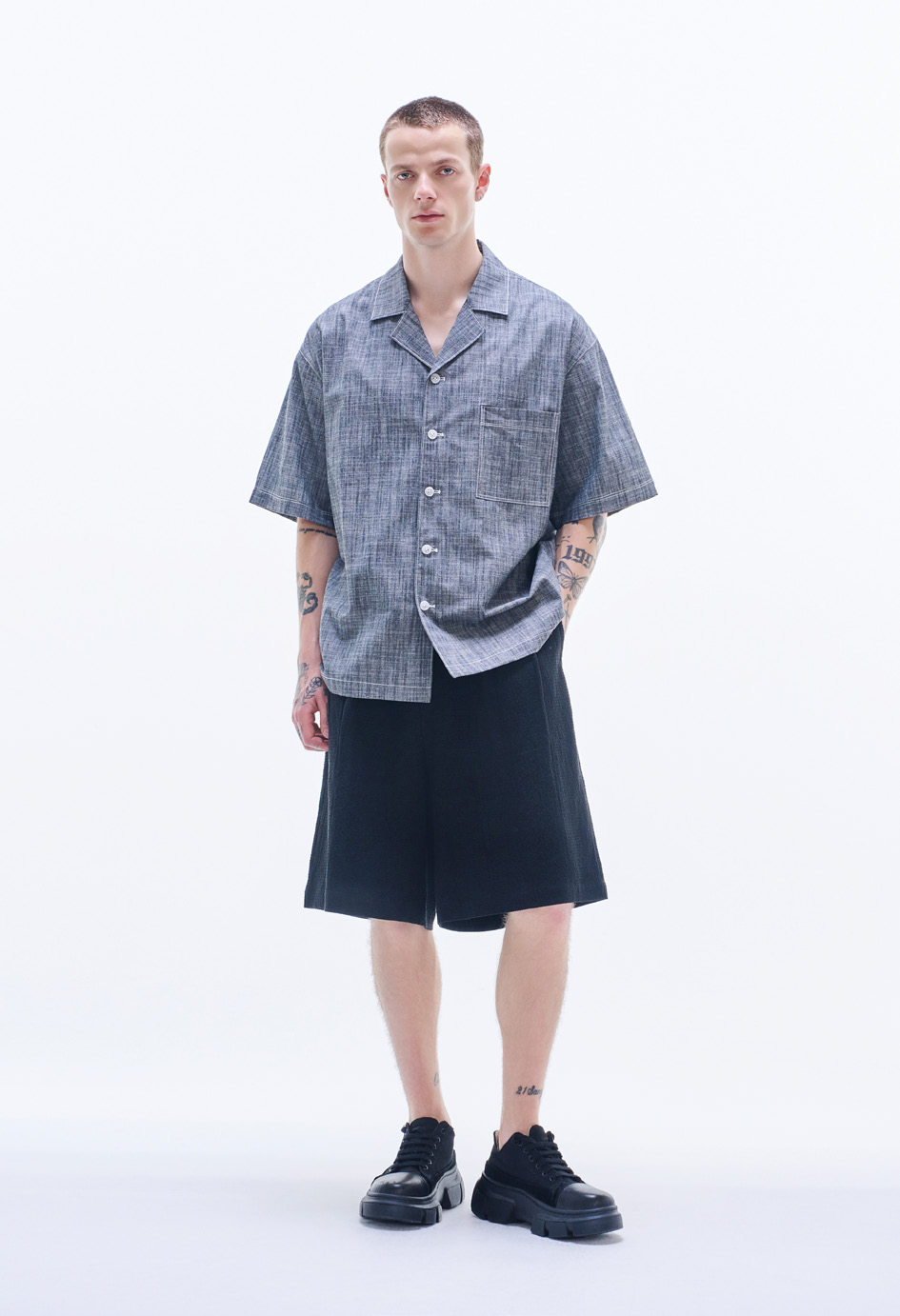 Yarn Dyed Fabric Short Sleeve Shirt