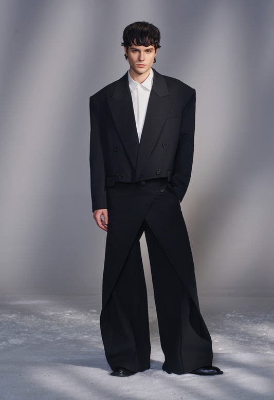 Cropped Oversized Double-Breasted Blazer