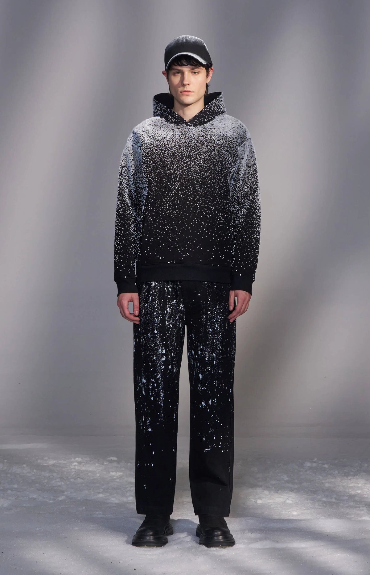 Snowflake-Embroidered Hoodie