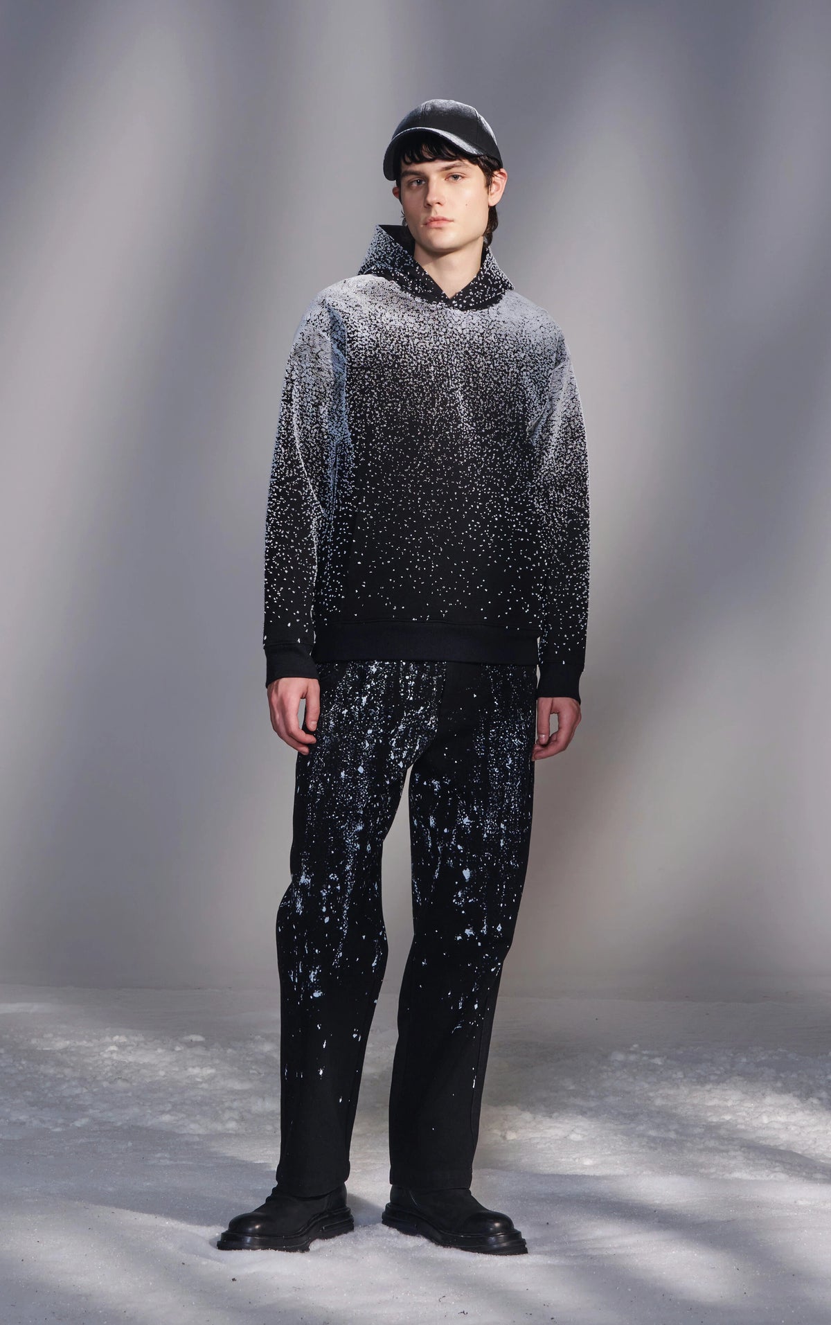 Snowflake-Embroidered Hoodie