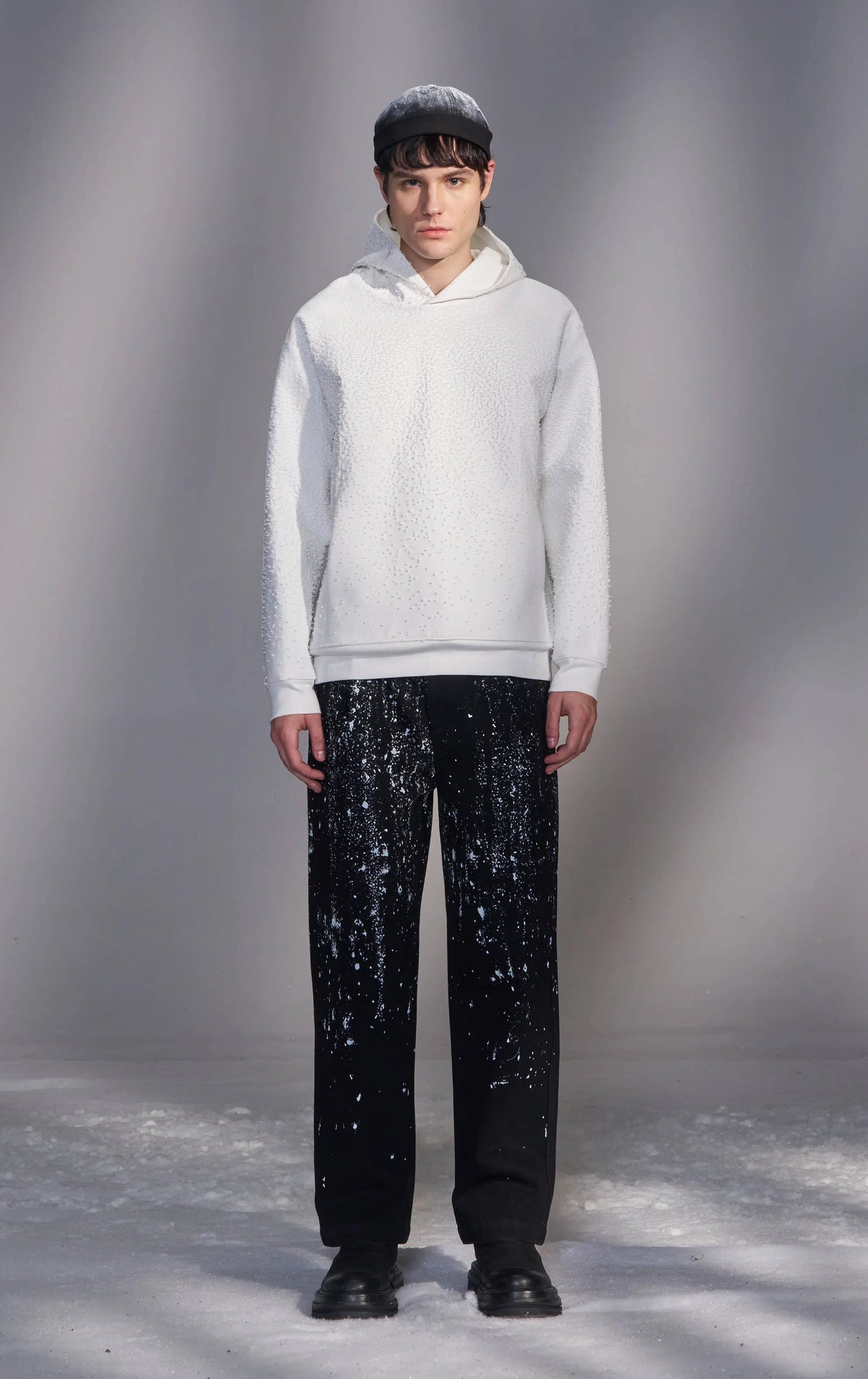 Snowflake-Embroidered Hoodie