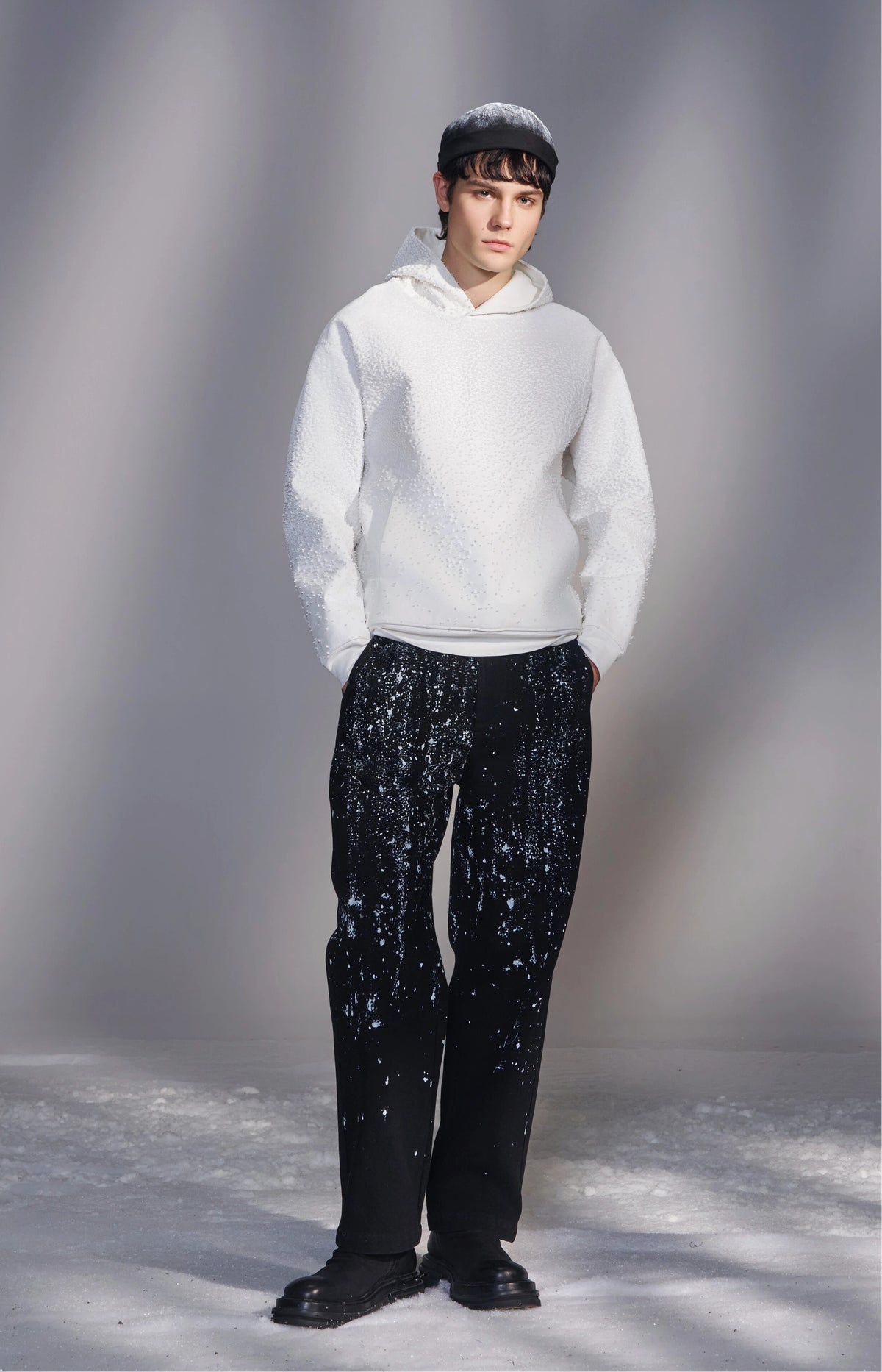 Snowflake-Embroidered Hoodie