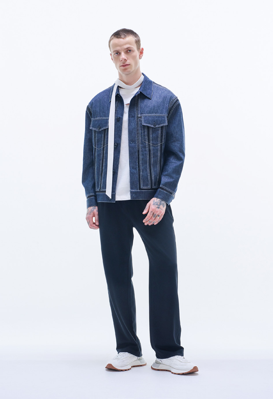 Denim Jacket Contract With Organza