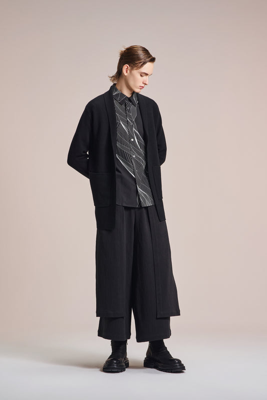 Crepe Cotton Layered Wide Pants