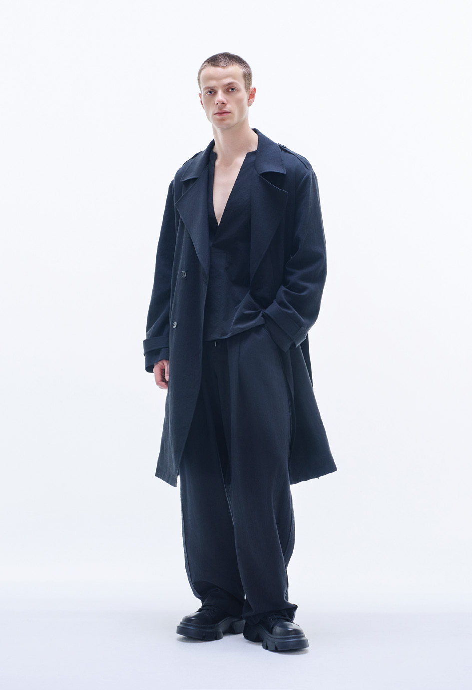 Viscose Linen Trench Coat