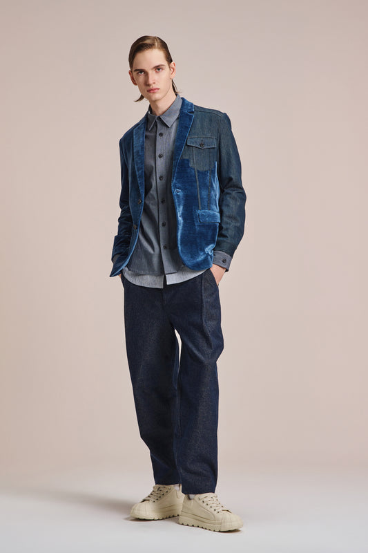 Blazer With Velvet Contrast Denim