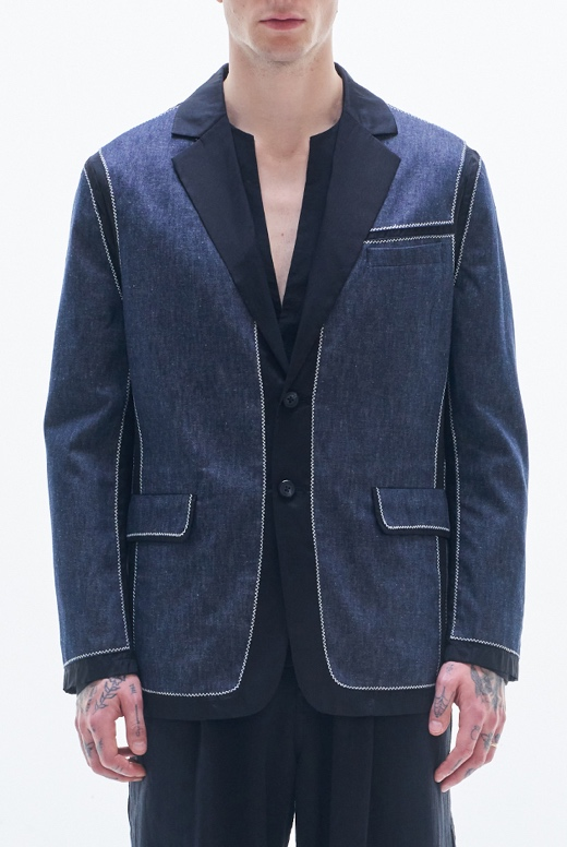 Denim Blazer Contract With Organza