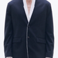 No-Collar Wool Blazer with Raw Edge