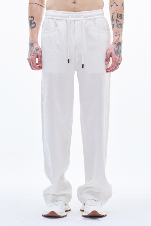 Baggy Fit Cotton Pants With Drawstring Waist