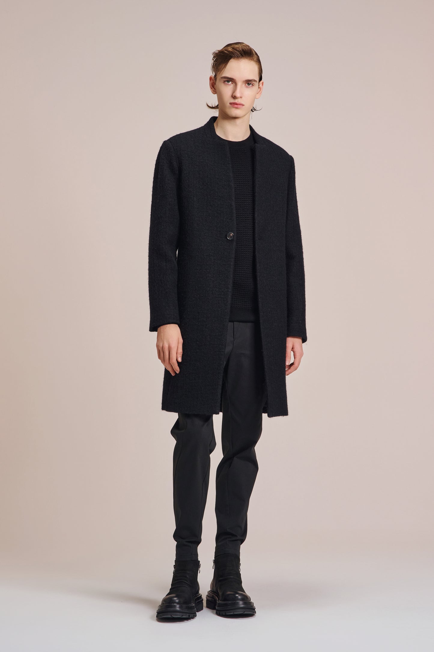 Stand Collar Wool Coat