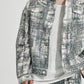 Blurred Check Print Oversize Jacket