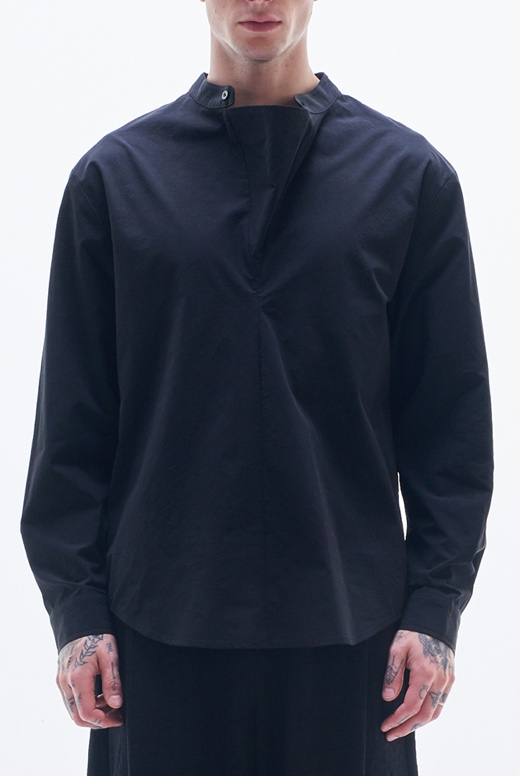 Pullover Shirt With Volume Collar
