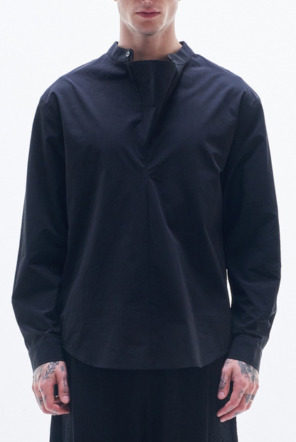 Pullover Shirt With Volume Collar