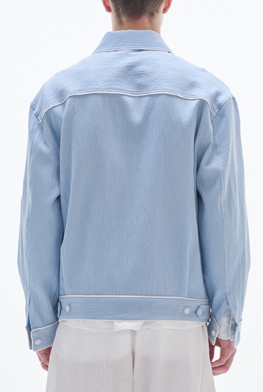 Crepe Cotton Jacket With Piping