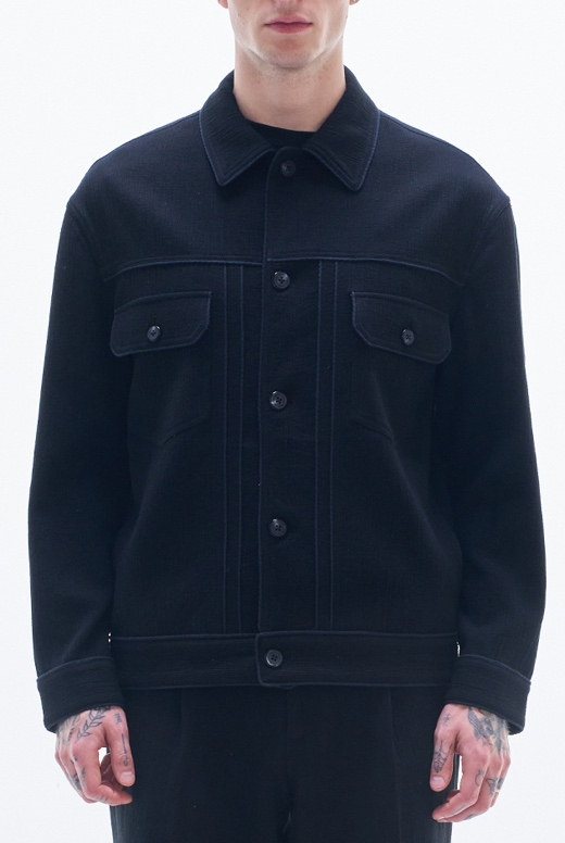 Crepe Cotton Jacket With Piping