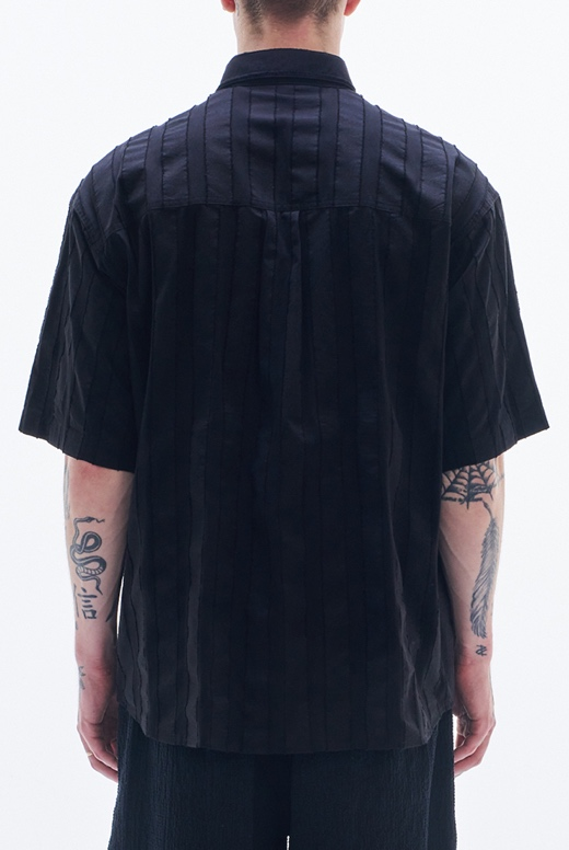 Stripe Textured Short Sleeve Shirt