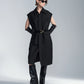 Wide Shoulder Sleeveless Shirt Dress