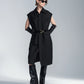Wide Shoulder Sleeveless Shirt Dress