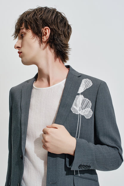 Blazer With Embroidered Flowers