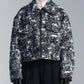 Hairy Abstract Jacquard Cropped Zipper Jacket