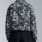 Hairy Abstract Jacquard Cropped Zipper Jacket