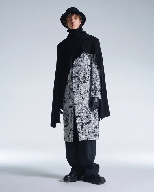 Hairy Abstract Jacquard Long Coat