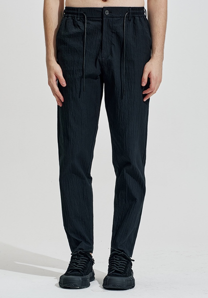 Textured Cotton Loose Fit Pants