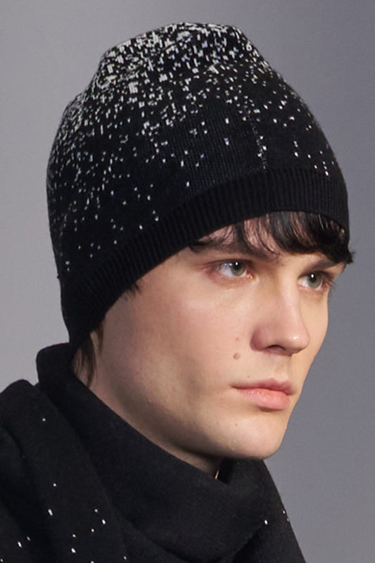 Snowflake-Pattern Wool Beanie Hat