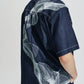 Oversize Denim Shirt With Organic Wave Print