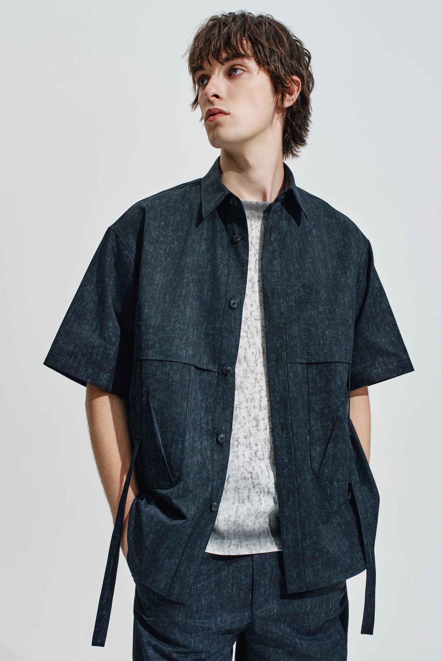 Oversize Worker Shirt With Dye Pattern