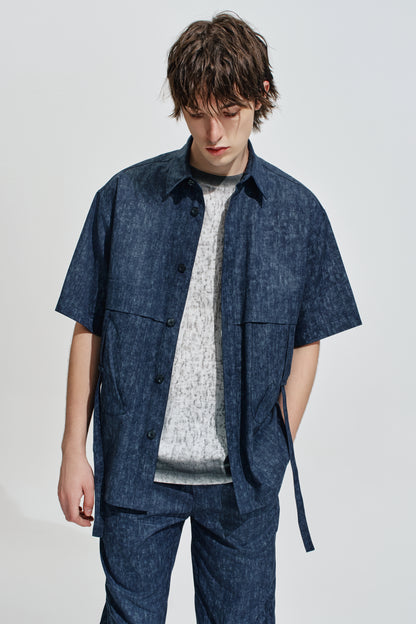 Oversize Worker Shirt With Dye Pattern