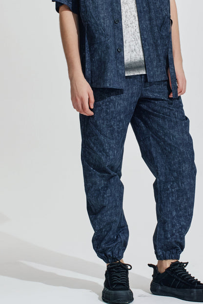 Curved Leg Cargo Pants With Dye Pattern