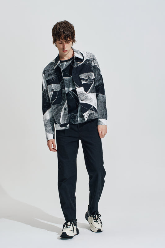 Curved Leg Cargo Pants With Dye Pattern