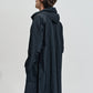 Fabric Contrast Nylon Long Coat With Hood