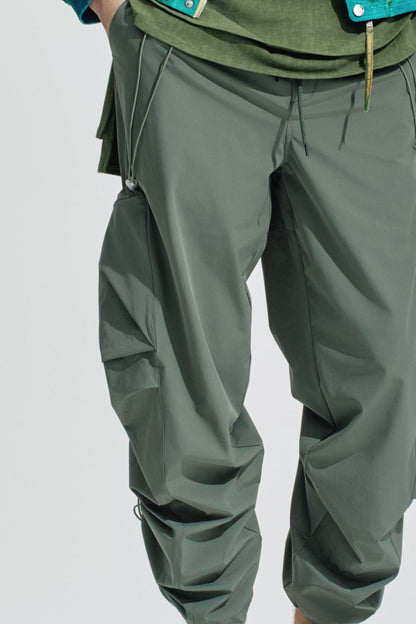 Wide Leg Cargo Pants With Drawstring Length