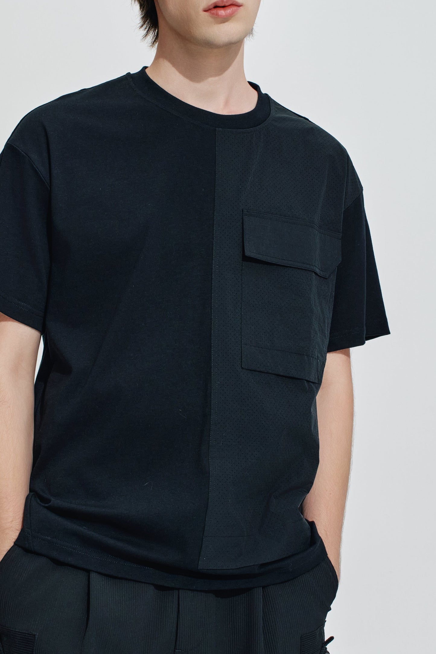 Tee With Half Perforated Nylon