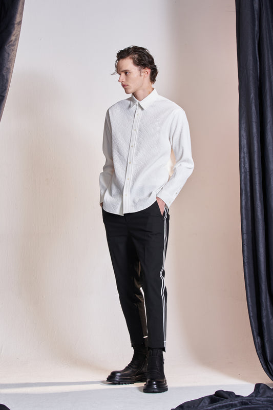 ストライプ柄ベーシックシャツ