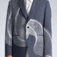 Wool Blazer With Wavy Dots Lines Embroidery