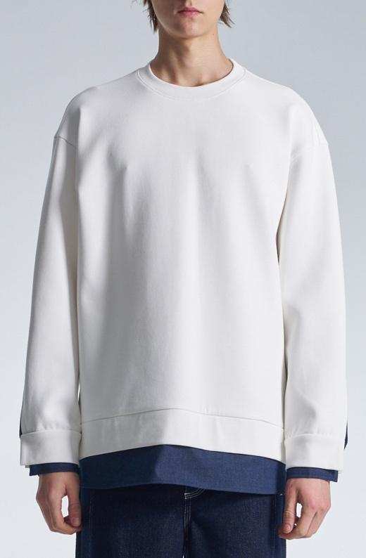 Sweatshirt With Denim Hem